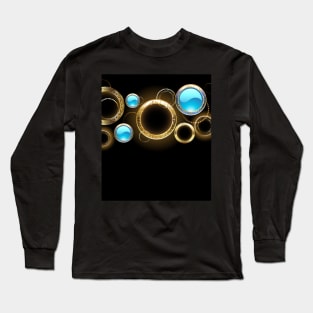 Abstract background with golden rings Long Sleeve T-Shirt